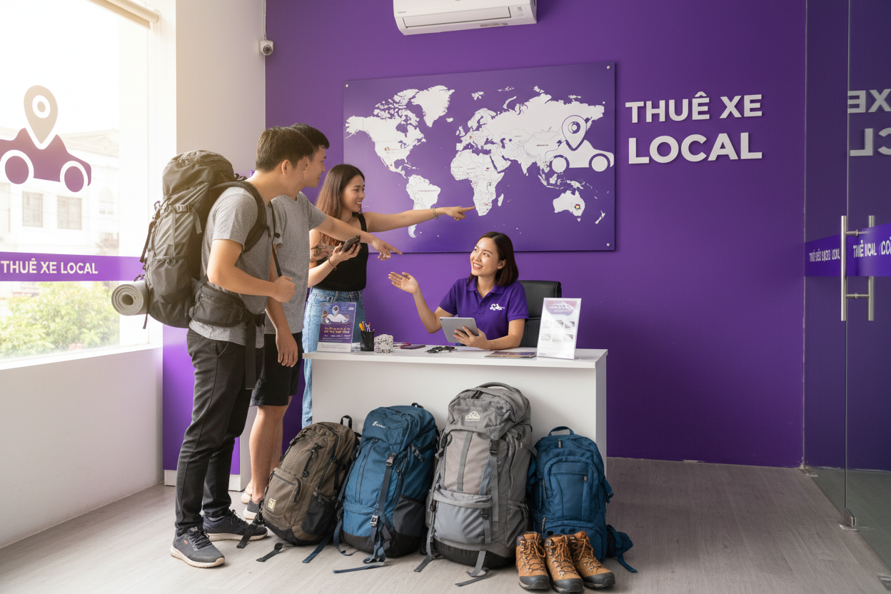 Khách trẻ tư vấn thuê xe