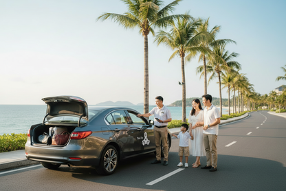 Gia đình đi du lịch bằng xe thuê
