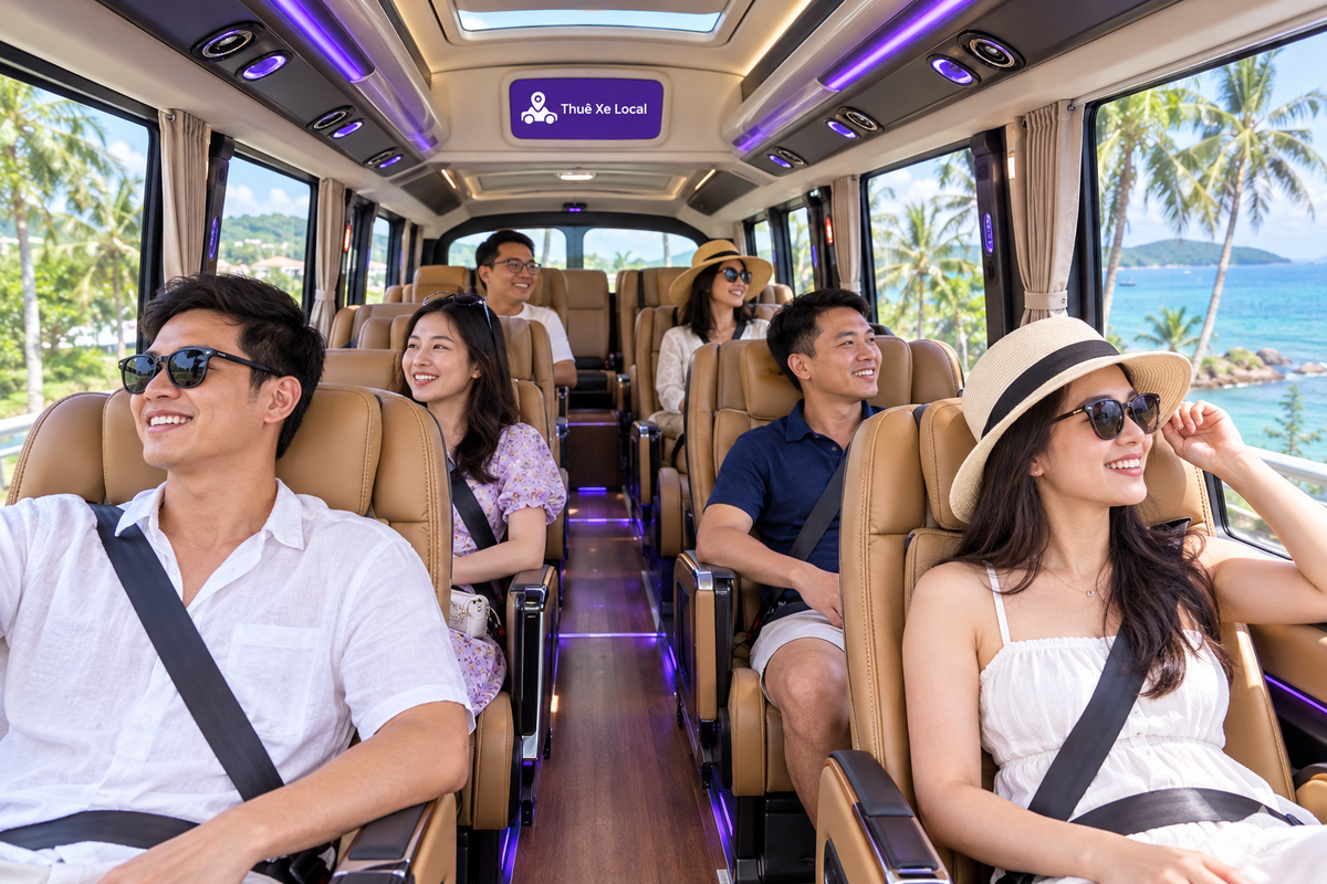 Khách trải nghiệm nội thất limousine