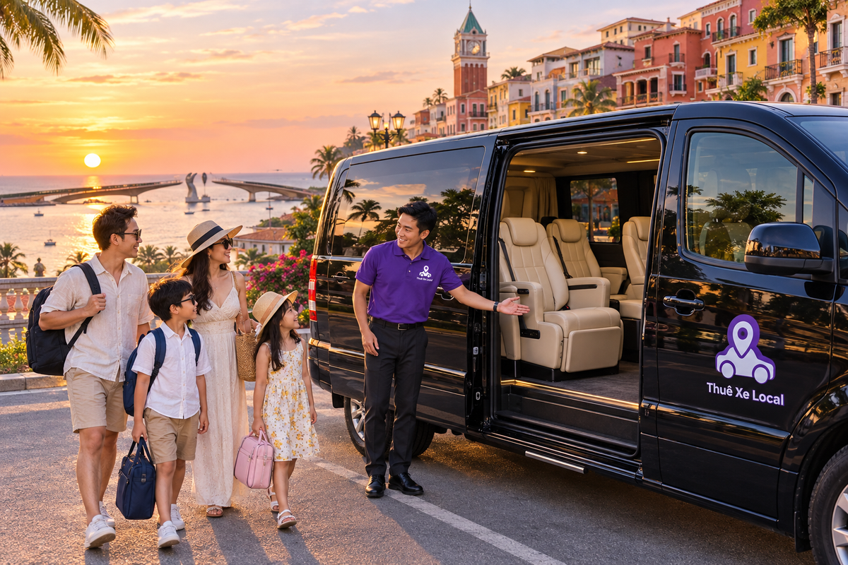 Đón khách đi limousine tại thị trấn Hoàng Hôn Phú Quốc